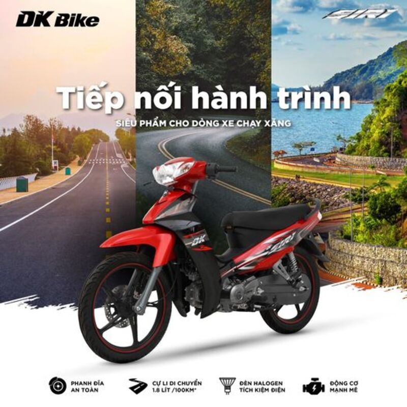 DK Siri 50cc có thiết kế khỏe khoắn cùng các đường nét mạnh mẽ và thể thao